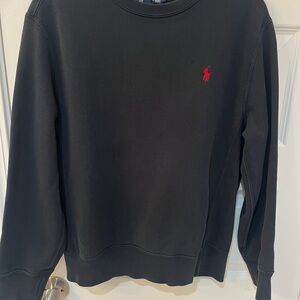 Vintage Men’s Polo Ralph Lauren Sweatshirt Med Black Crewneck Embroidered Pony